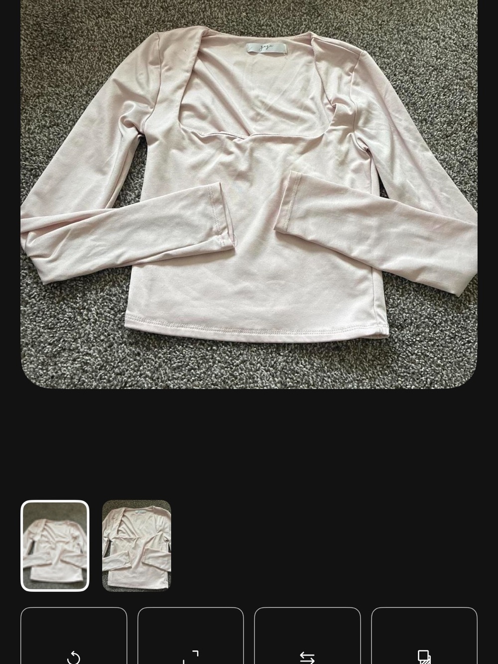 Girls' Light Pink Long Sleeve Square Neck Top